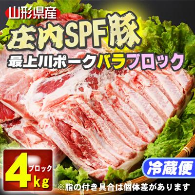 ふるさと納税 庄内町 山形県庄内SPF豚最上川ポークバラブロック4kg