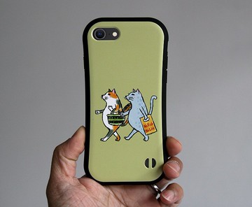 握把 iPhone 手機殼 貓 購物黃灰