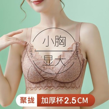 內衣女夏季小胸聚攏顯大收副乳無鋼圈文胸無痕調整型蕾絲性感胸罩