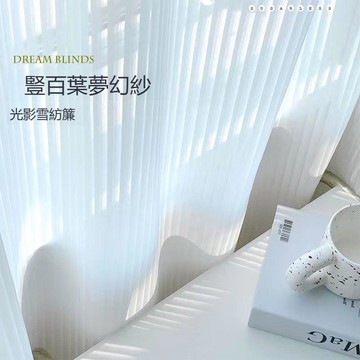 【台灣公司 可打統編】夢幻豎百葉紗簾網紅落地窗背景簾窗紗臥室白紗遮擋簾飄窗遮陽紗簾 y8181