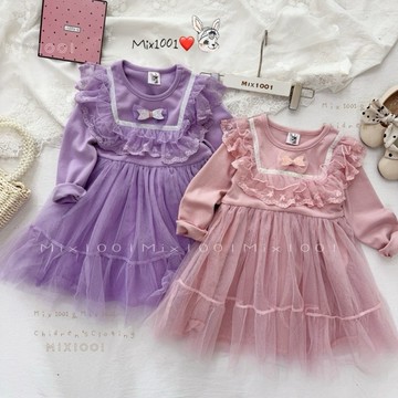 🌈✨mix1001 小仙女夢幻網紗洋裝✨兒童軟紗造型蝴蝶結洋裝 5-17