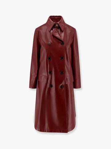 Double-breasted leather coat - GUCCI - gender_Woman