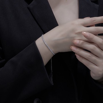 滿鉆手鏈女夏純銀ins小眾設計年新款小眾可調節手飾送閨蜜