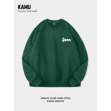 港風潮牌簡約圓領衛衣男春秋款無帽長袖打底秋季加絨寬松百搭上衣