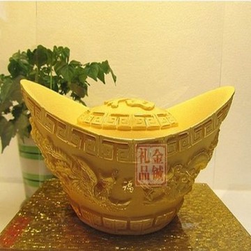 [協貿國際]   招財龍鳳金元寶擺件