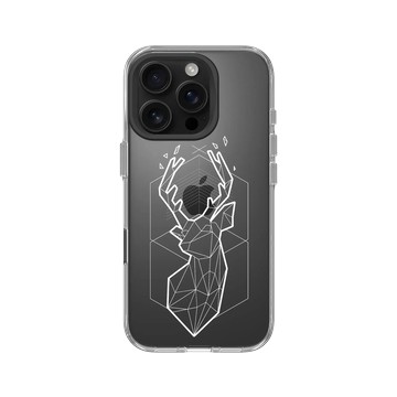 iPhone 16 Pro Clear Case（相機按鈕） 透明 - Animal Silhouette / 動物剪影 - 幾何-北歐系列/白鹿