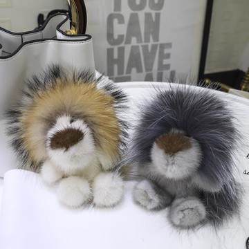 進口水貂毛小獅子皮草掛件辛巴包包掛件金毛獅子王皮草掛件掛飾