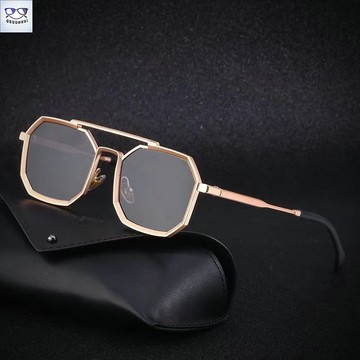 太陽眼鏡 賽博朋克過濾藍光眼鏡雙梁金屬太陽鏡男硬朗歐美個性潮流變色墨鏡女