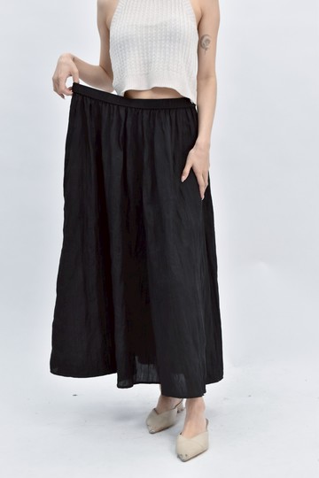 (3XL) gap鬆緊腰黑色長裙