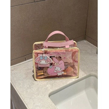 kitty化妝包 PVC美樂蒂Hello Kitty果凍手提化妝包大容量洗漱包防水透明收納包