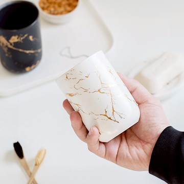 奢華大理石紋陶瓷瓶 【慕斯瓶/漱口杯】 造型杯 漱口杯 陶瓷杯 霧面大理石花紋水杯 洗漱杯 居家美學 居家精品 北歐大理石紋漱口杯