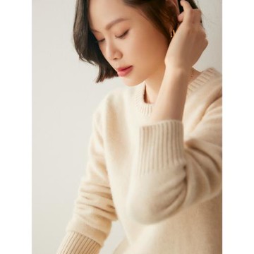 2024秋季新款簡約圓領羊絨衫女雙股加厚寬松百搭山羊絨毛衣打底衫