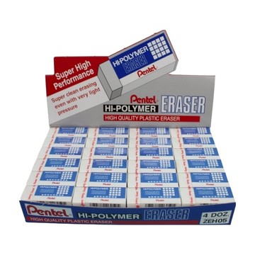 Pentel 飛龍文具 HI-POLYMER 標準型橡皮擦 小 Set 48個  擦拭時屑量少，保持桌面乾淨  耐用設計  安全無毒  ZEH-05  1盒