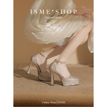 不掉跟不累腳一字扣雙層防水臺增高細閃高跟鞋婚鞋絕美小個子職業