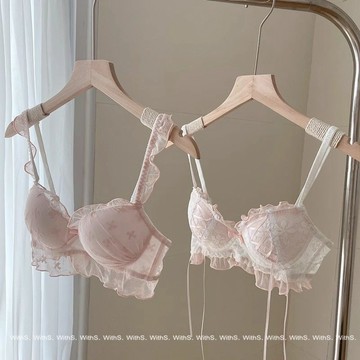 【臺灣出貨】baby粉~新款甜美少女蕾絲內衣 性感文胸 無鋼圈內衣 內衣 抑菌 小胸聚攏無鋼圈輕薄透氣文胸罩套裝