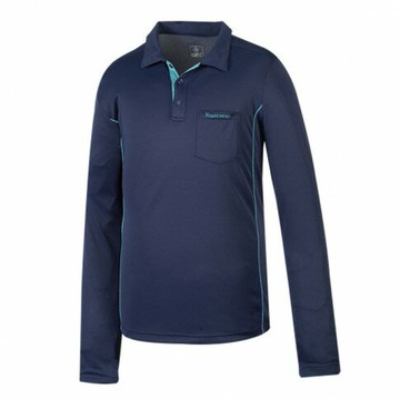 【【蘋果戶外】】山林 31P07 80 寶藍 男 透氣排汗長袖上衣 半門襟 透氣彈性涼爽吸濕快乾 春夏 Mountneer