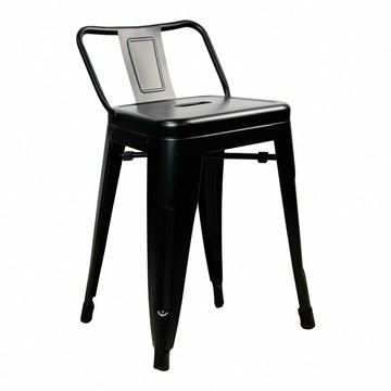 E-home 鐵翰工業風金屬低背餐椅-座高45cm-四色可選黑色