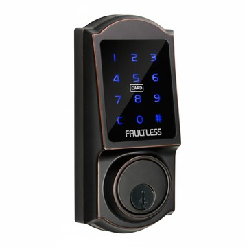 FAULTLESS 加安牌 TOUCH-BOLT 電子鎖 ANSI第二級認證 密碼錯誤自動失效  孔洞符合可DIY 安裝