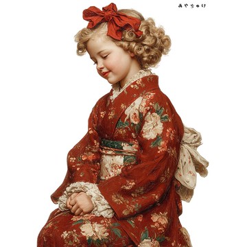 【12月新品4】07-114-0164 人物貼紙 和服復古