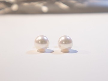 日本 Akoya 天然珍珠耳環 8.5-8.6mm 18k金-無調