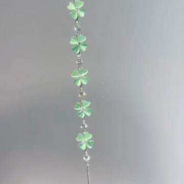 💖限時下訂💖清新薄荷绿四叶草手链小众轻奢镶钻设计感日常百搭显白气质手饰女 手鏈 女款手鏈