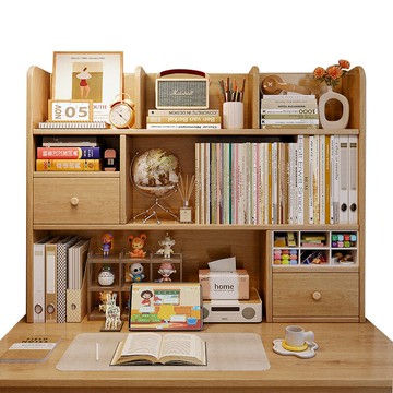 木桌上 書架 桌面置物架收納架多層寫字臺學習桌書桌空間利用神器[DD280108]
