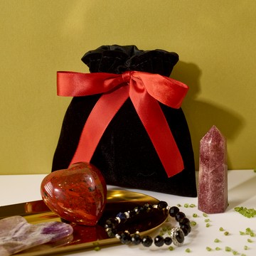 蝴蝶結束口袋| 法寶訂製款 水晶錦囊袋  塔羅牌卡袋  占卜卡隨身袋 高質感厚絨布 隨身飾品收納 水晶收納1入 M24DX64002