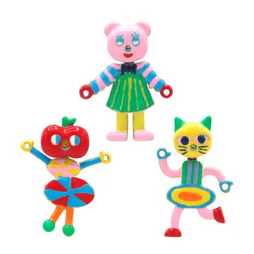 蘋果小貓和小熊 可換裝耳釘套裝 3只裝