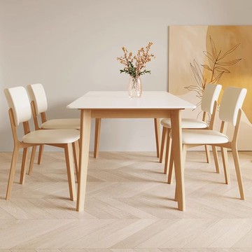 【臺灣公司 可打統編】免運 四方桌椅 八仙桌椅 北歐實木巖板餐桌家用奶油風小戶型簡約輕奢桌椅組合長方形吃飯桌 可開發票 全館六折 工廠現貨直銷 新品特價 c1085