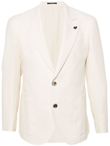 Gabriele Pasini - textured single-breasted blazer - men - Cotton/Cupro/Viscose - 52 - White