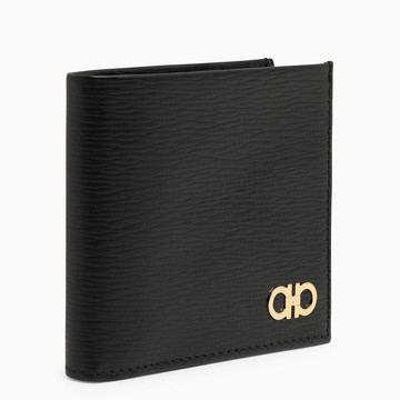 Ferragamo Revival Black Wallet With Gancini Logo