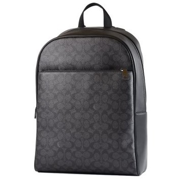 COACH 男款 Owen 緹花小C LOGO防刮簡約拉鍊後背包-灰黑