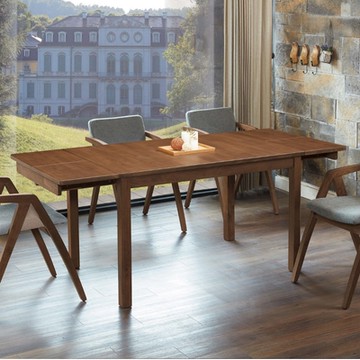 MUNA家居 艾朵拉胡桃色實木拉合餐桌(不含椅) 184X80X75cm