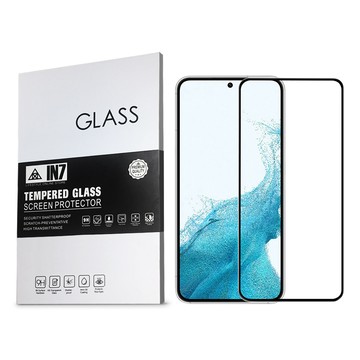 IN7 Samsung S22 (6.1吋) 高清 高透光2.5D滿版9H鋼化玻璃保護貼 疏油疏水 鋼化膜-黑色