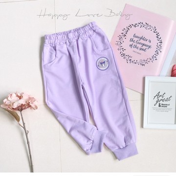 童趣閃燈人氣卡通紫色小兔口袋棉褲 秋冬童裝 女童長褲 女童外出褲 女童棉褲 休閒長褲 秋冬長褲