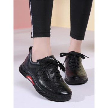 媽媽鞋秋季新款真皮軟底舒適防滑加絨中年單鞋中老年皮鞋大碼女鞋