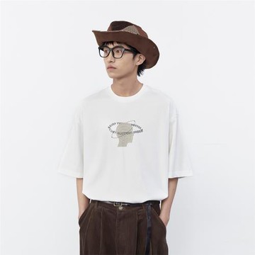 Mentmate 街頭潮男個性寬松百搭印花T恤衫 夏季休閑圓領短袖上衣
