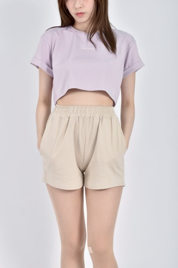 (M) 【尚樺私服】verve修身短版運動字母紫色短袖上衣