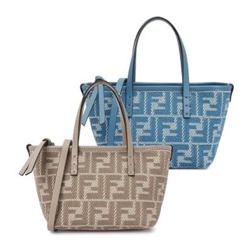 FENDI Roll 刺繡牛仔布迷你托特包(任選)