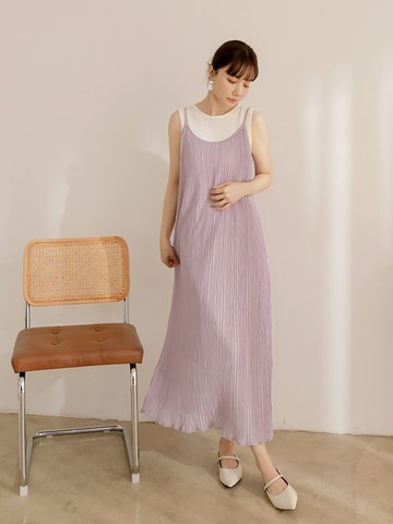 立體不規則壓褶細肩帶洋裝