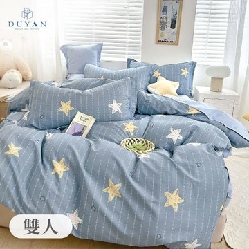 【DUYAN 竹漾】精梳純棉三件式枕套床包組 拾夢星河 台灣製(雙人)