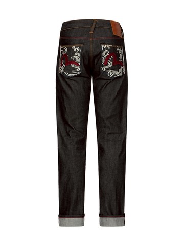 Seagull Textured Embroidery Slim Fit Jeans #2010