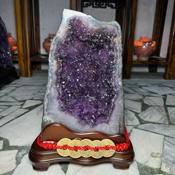 超美👏🏻巴西天然 紫晶洞 ESPa+✨13.9kg❤️鈦晶 多彩瑪瑙 滿天星晶牙 口寬有洞深 收藏 水晶洞 A2507