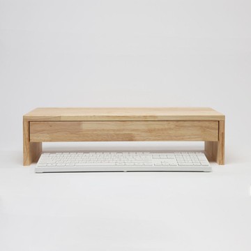 The Groomall 橡膠木抽屜式寬版螢幕架  橡膠木