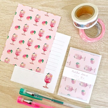 水蜜桃漂浮迷你信紙組