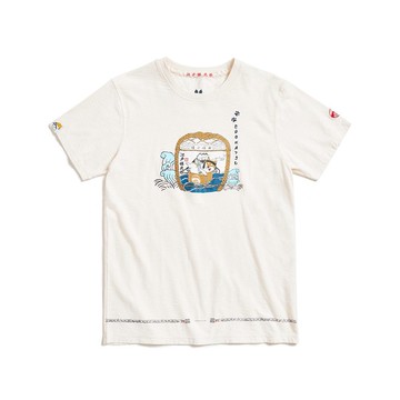 江戶勝 日系 男裝 太郎系列 酒樽太郎短袖T恤(淺卡其) #上衣