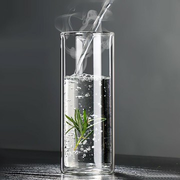 家用雙層玻璃杯防燙喝水杯子綠茶杯飲料泡茶杯透明直身隔熱牛奶杯