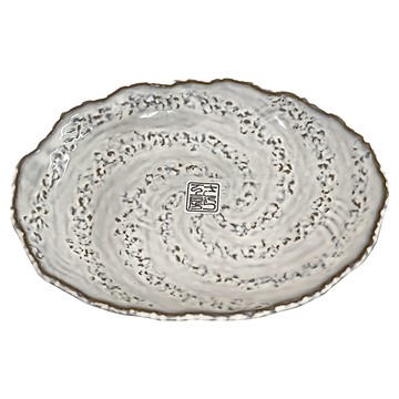 美濃燒 小判皿  吹雪粉引  8吋  1個