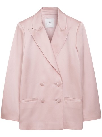 ANINE BING - double-breasted silk blazer - women - Silk - M - Pink