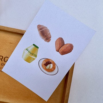 韓系小點 | 美食插畫明信片-今天吃飽沒